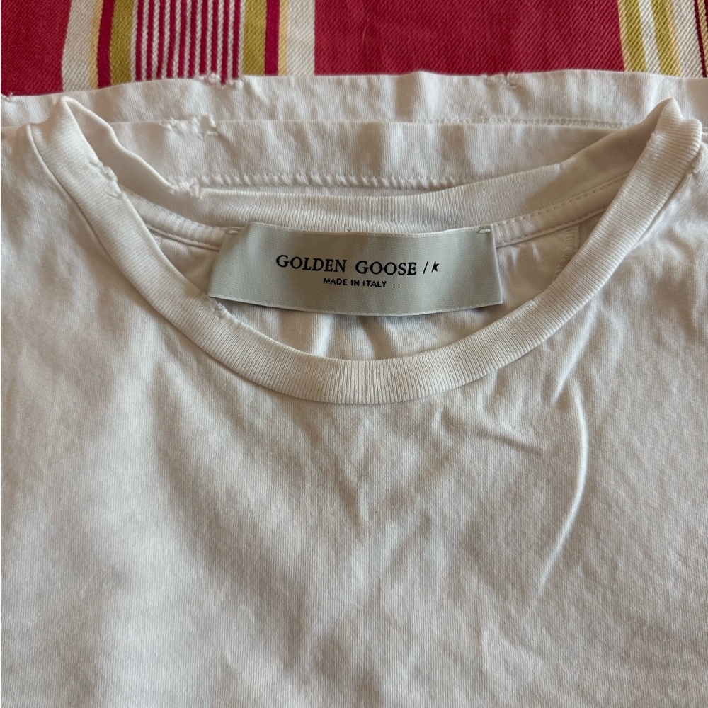 Golden Goose White Kids T-Shirt with Red Embroidery - Picture 6 of 6